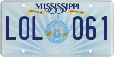 MS license plate LOL061