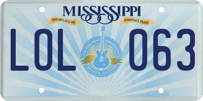 MS license plate LOL063