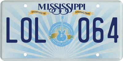 MS license plate LOL064