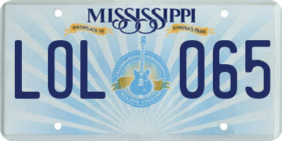 MS license plate LOL065