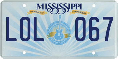 MS license plate LOL067