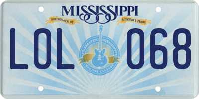 MS license plate LOL068