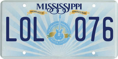 MS license plate LOL076