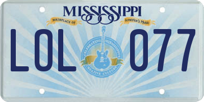 MS license plate LOL077