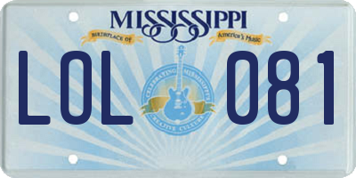 MS license plate LOL081