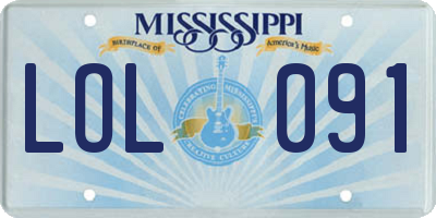MS license plate LOL091
