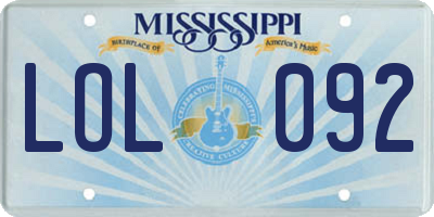 MS license plate LOL092