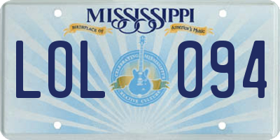 MS license plate LOL094
