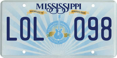 MS license plate LOL098