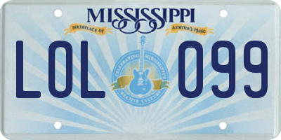 MS license plate LOL099
