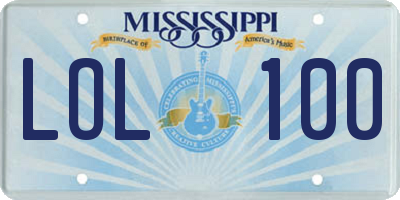 MS license plate LOL100