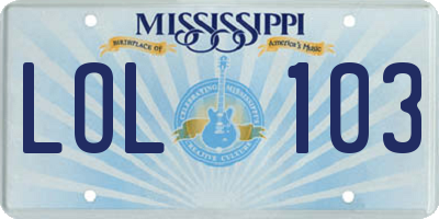 MS license plate LOL103