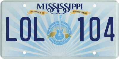 MS license plate LOL104