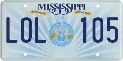 MS license plate LOL105