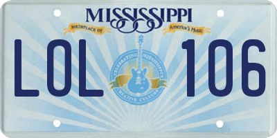 MS license plate LOL106
