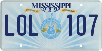 MS license plate LOL107