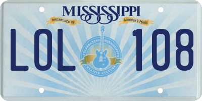 MS license plate LOL108