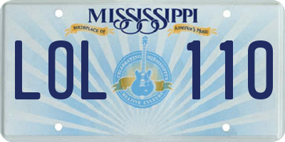 MS license plate LOL110
