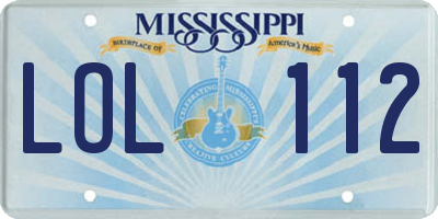 MS license plate LOL112