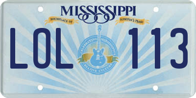 MS license plate LOL113