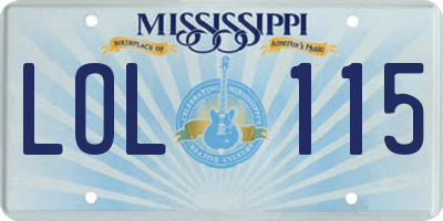 MS license plate LOL115