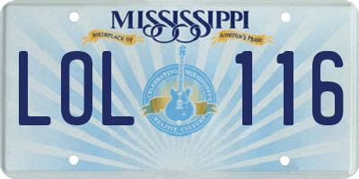 MS license plate LOL116