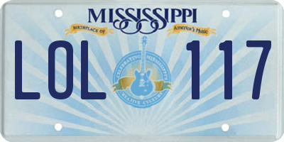 MS license plate LOL117