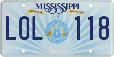MS license plate LOL118
