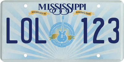 MS license plate LOL123