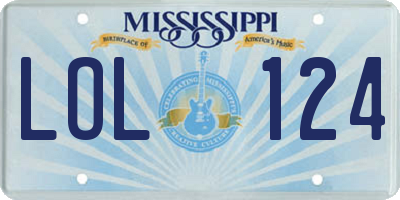 MS license plate LOL124
