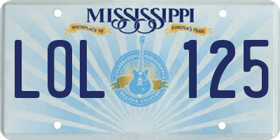 MS license plate LOL125