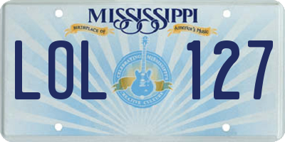 MS license plate LOL127