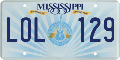MS license plate LOL129
