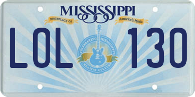 MS license plate LOL130