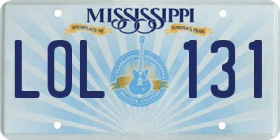 MS license plate LOL131