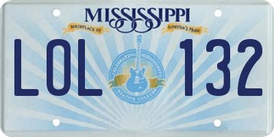 MS license plate LOL132