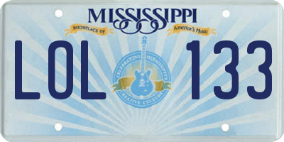 MS license plate LOL133
