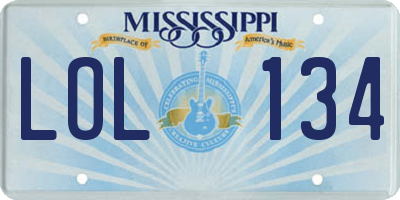 MS license plate LOL134