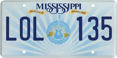 MS license plate LOL135