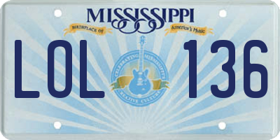 MS license plate LOL136