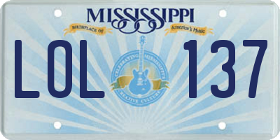 MS license plate LOL137