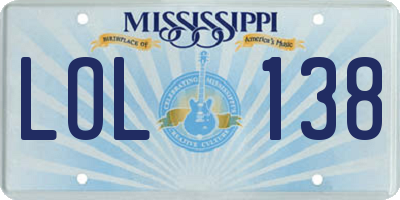 MS license plate LOL138
