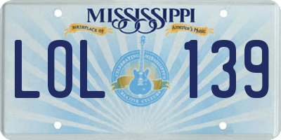 MS license plate LOL139