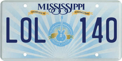 MS license plate LOL140