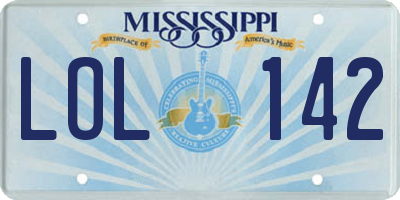 MS license plate LOL142