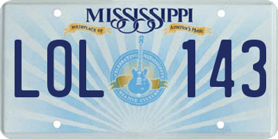 MS license plate LOL143