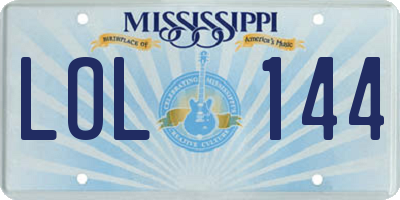 MS license plate LOL144