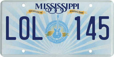 MS license plate LOL145