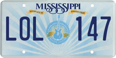 MS license plate LOL147