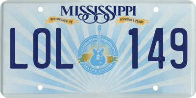 MS license plate LOL149